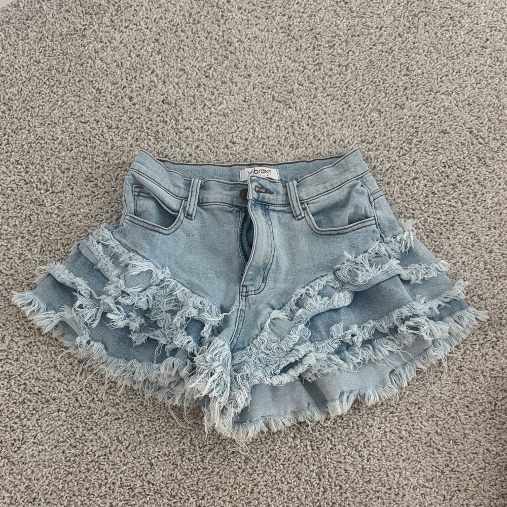 Vibrant Light Blue High Waist Denim Shorts Coachella